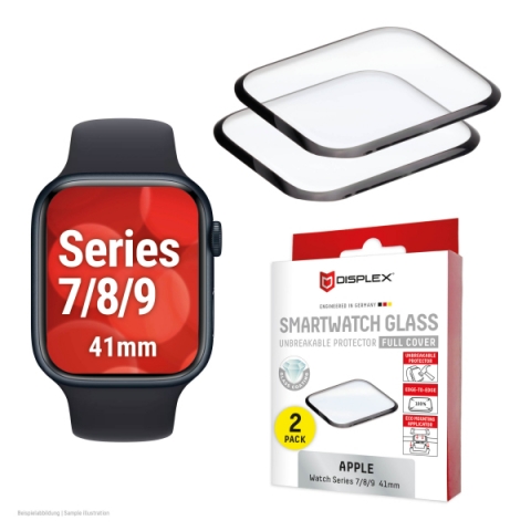 DISPLEX FC GLASS FOR APPLE WATCH 7/8/9 41mm black (2pack)