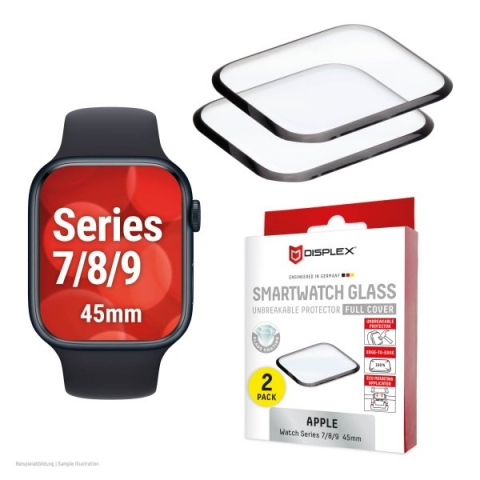 DISPLEX FC GLASS FOR APPLE WATCH 7/8/9 45mm black (2pack)