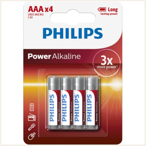 ΑΛΚΑΛΙΚΕΣ ΜΠΑΤΑΡΙΕΣ AAA POWER PHILIPS LR03 1.5V 4τεμ