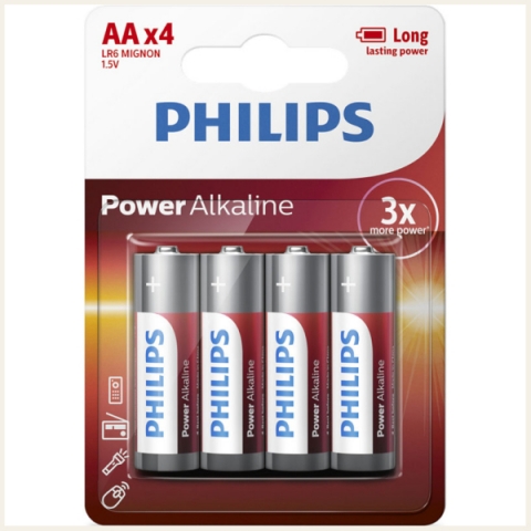 ΑΛΚΑΛΙΚΕΣ ΜΠΑΤΑΡΙΕΣ AA POWER PHILIPS LR6 1.5V 4τεμ