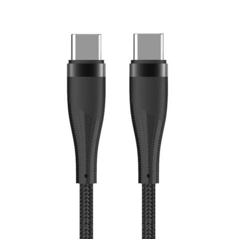 MAXLIFE TYPE C TO TYPE C NYLON DATA CABLE 100W 1m black