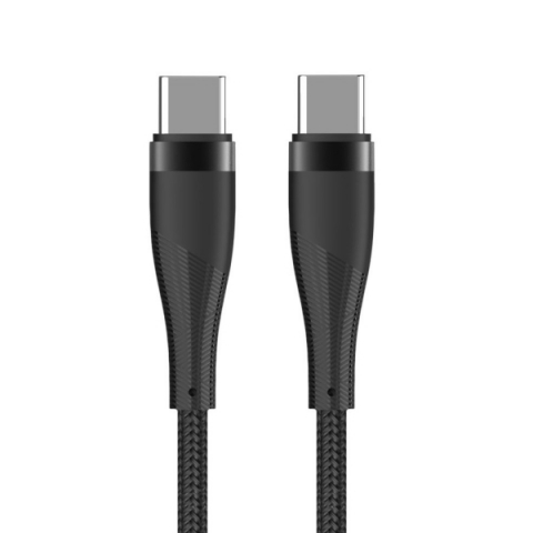 MAXLIFE TYPE C TO TYPE C NYLON DATA CABLE 60W 1m black