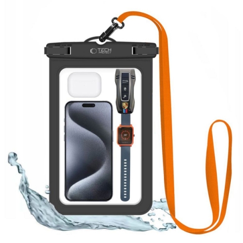 TECH-PROTECT WATERPROOF CASE FOR SMARTPHONES 8.9 inch black orange