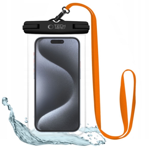 TECH-PROTECT WATERPROOF CASE FOR SMARTPHONES 6.9 inch black orange